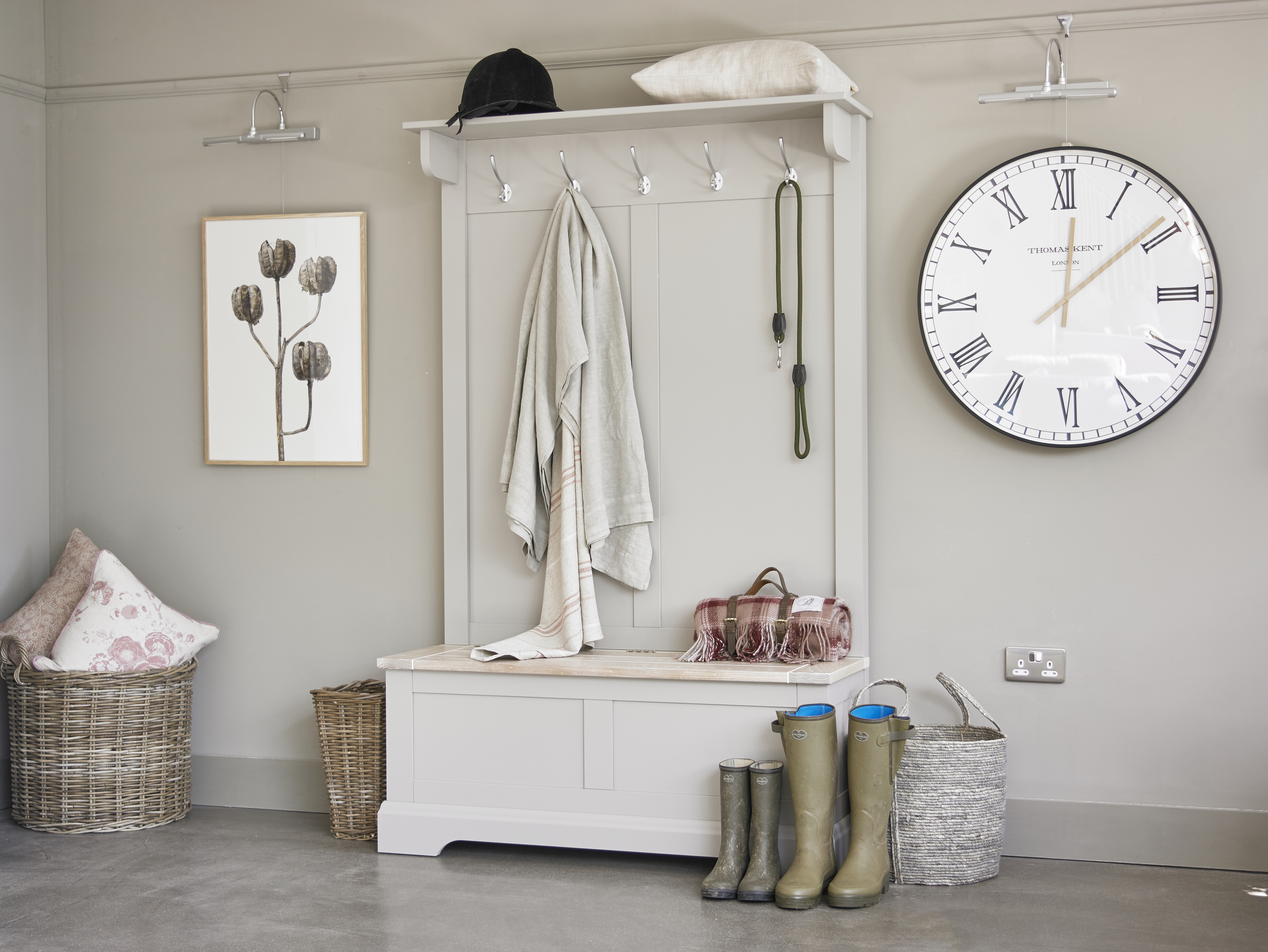 Dorset tall coat rack and boot room bench